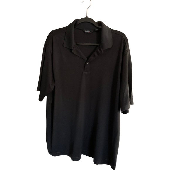 Walter Hagen Men's Shirt Essentials Polo XLarge Black Polyester Solid - Picture 1 of 9